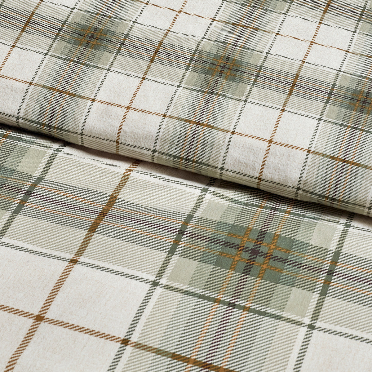 Catherine Lansfield Brushed Troon Check Duvet Cover Bedding Set Green