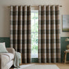 Catherine Lansfield Brushed Woven Glencoe Check Ready Made Eyelet Curtains Green