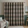 Catherine Lansfield Brushed Woven Glencoe Check Ready Made Eyelet Curtains Green