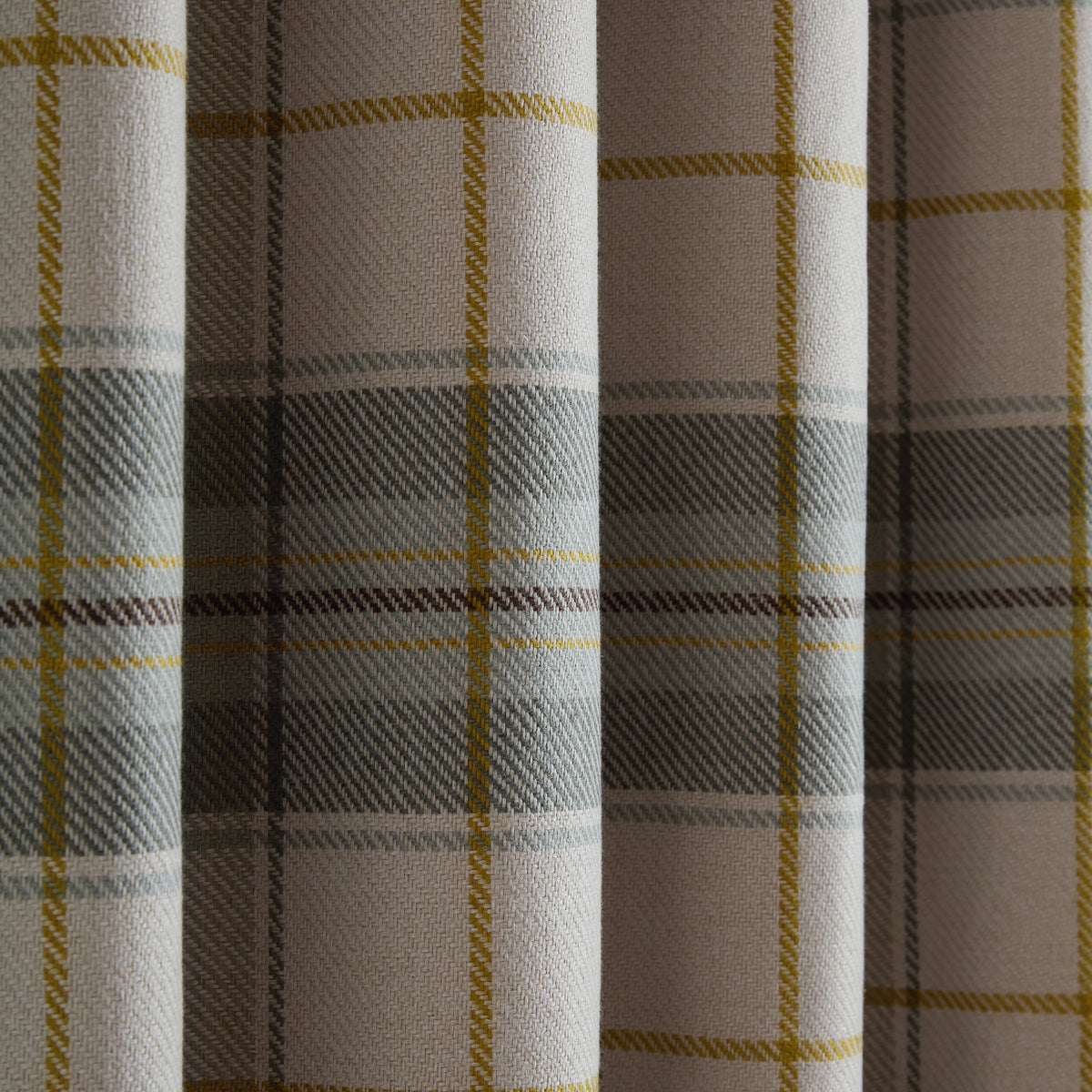 Catherine Lansfield Brushed Woven Glencoe Check Ready Made Eyelet Curtains Green