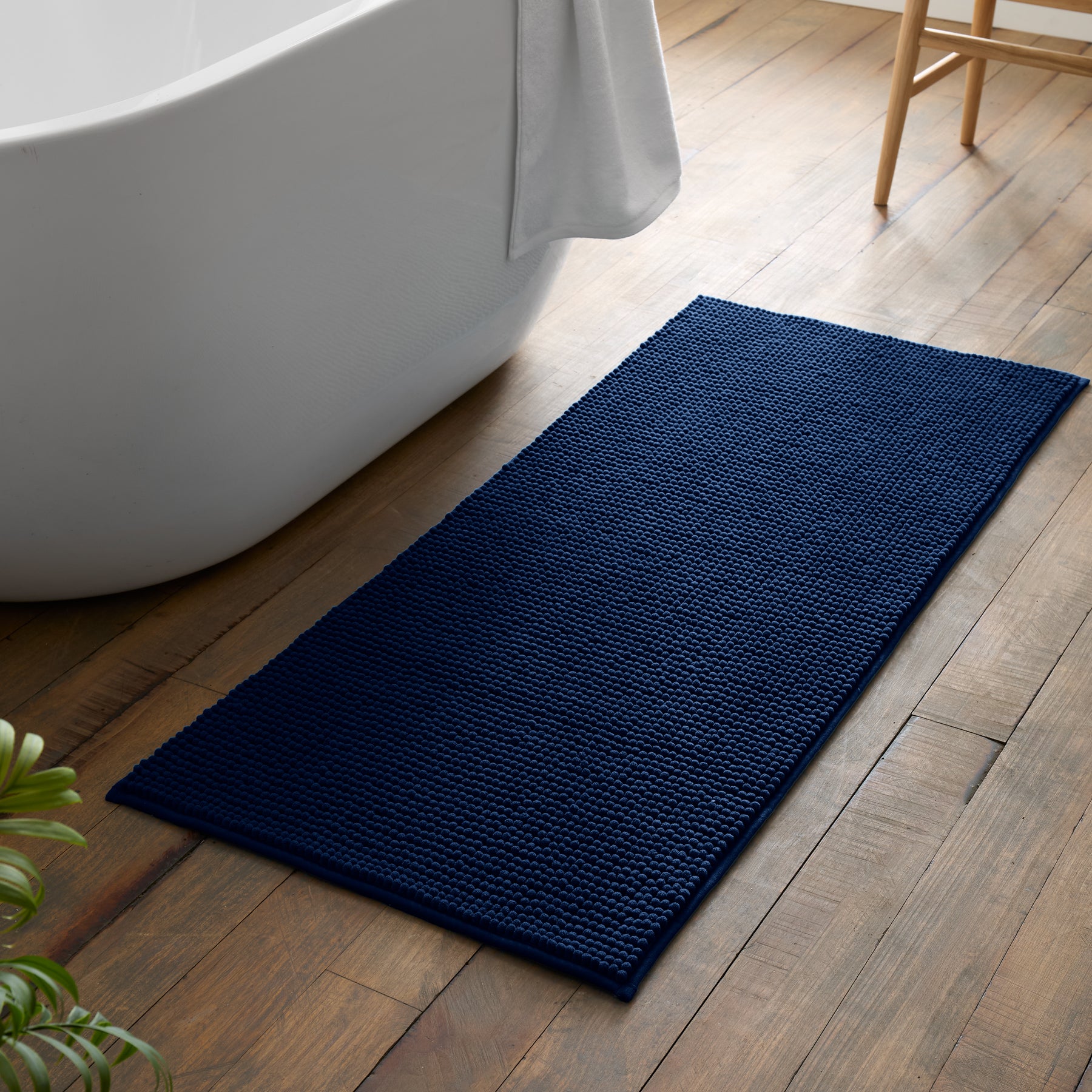 Catherine Lansfield Bobble 50cm x 120cm Runner Bath Mat Navy
