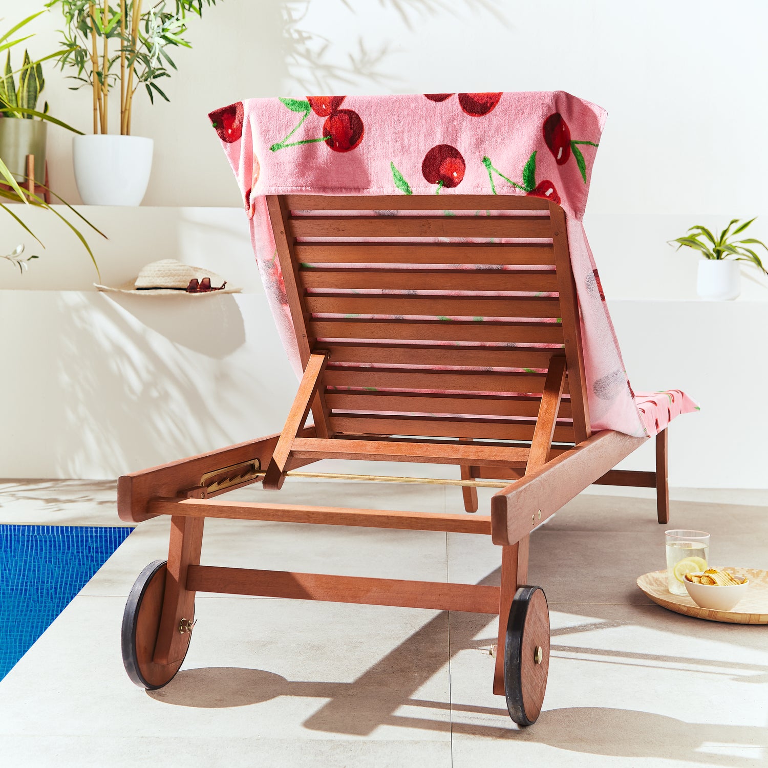 Catherine Lansfield Cherries Absorbent Beach Towel Pink