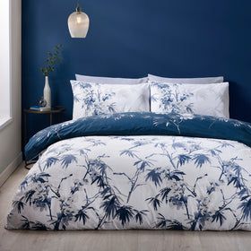 Catherine Lansfield Kyoto Floral Duvet Cover Bedding Set Blue