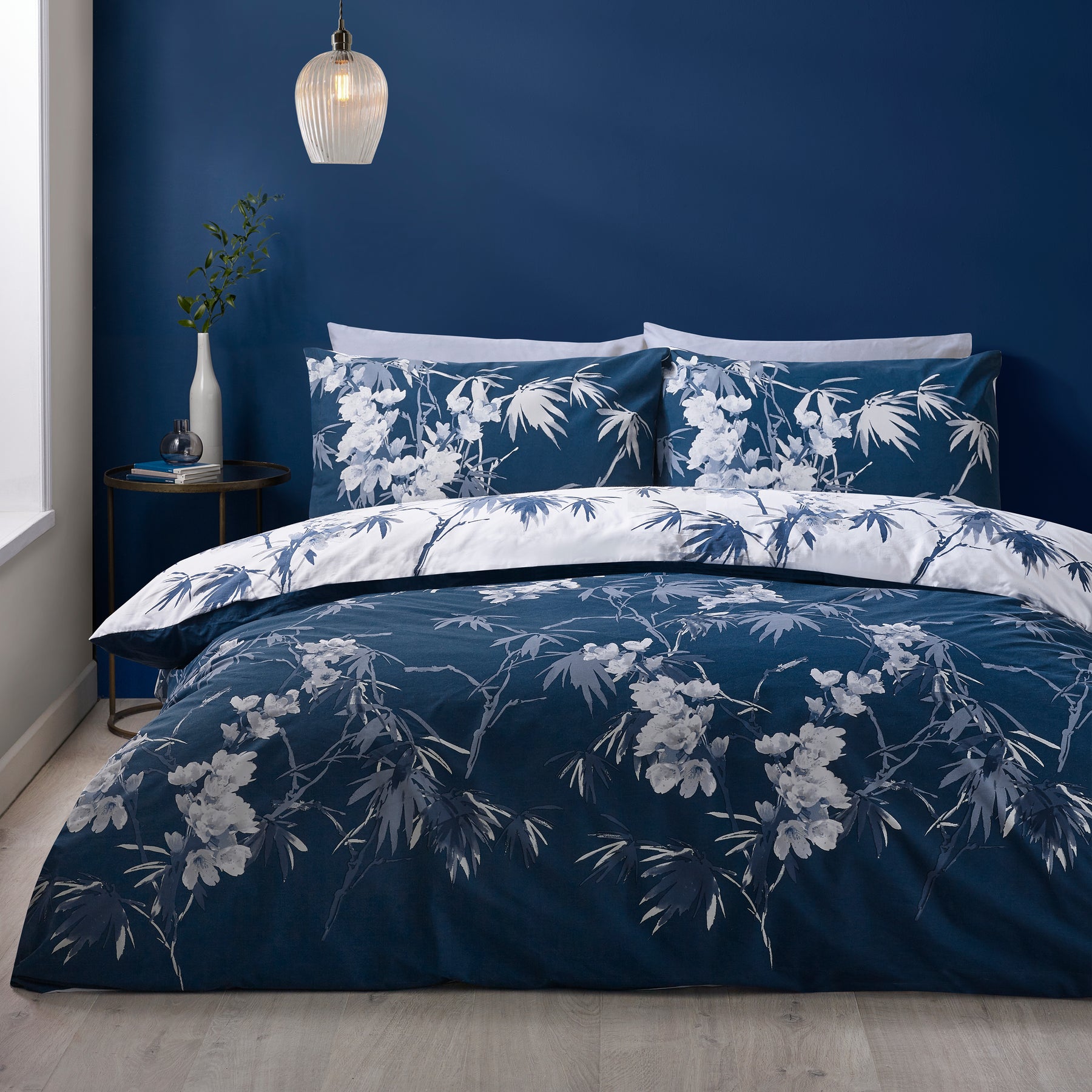 Catherine Lansfield Kyoto Floral Duvet Cover Bedding Set Blue