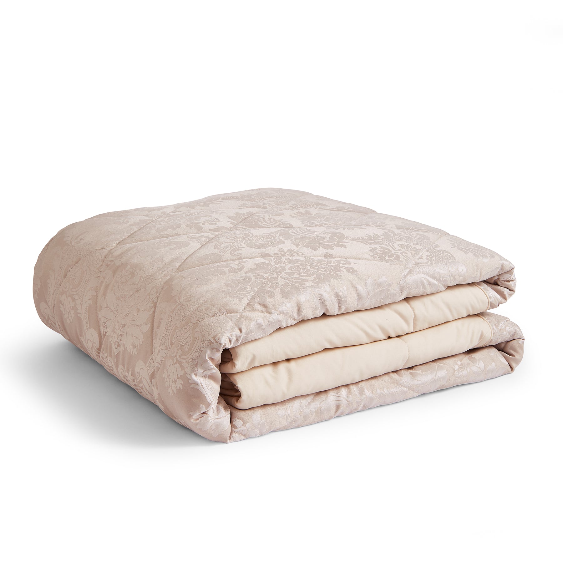 Catherine Lansfield Damask Jacquard 240cm x 260cm Bedspread Champagne