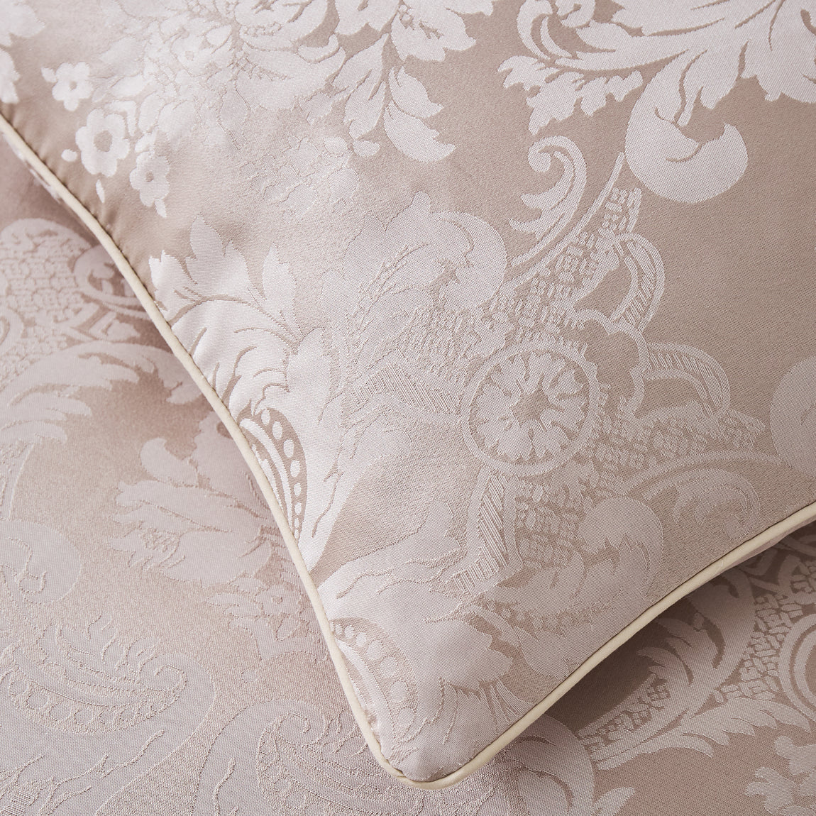 Catherine Lansfield Damask Jacquard Filled Cushion 43cm x 43cm Champagne