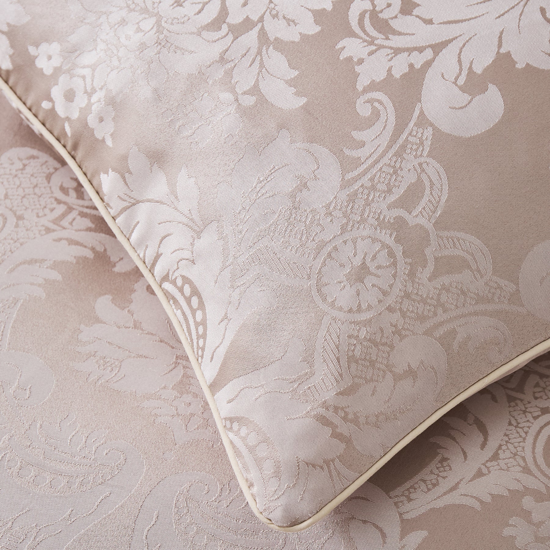 Catherine Lansfield Damask Jacquard Filled Cushion 43cm x 43cm Champagne