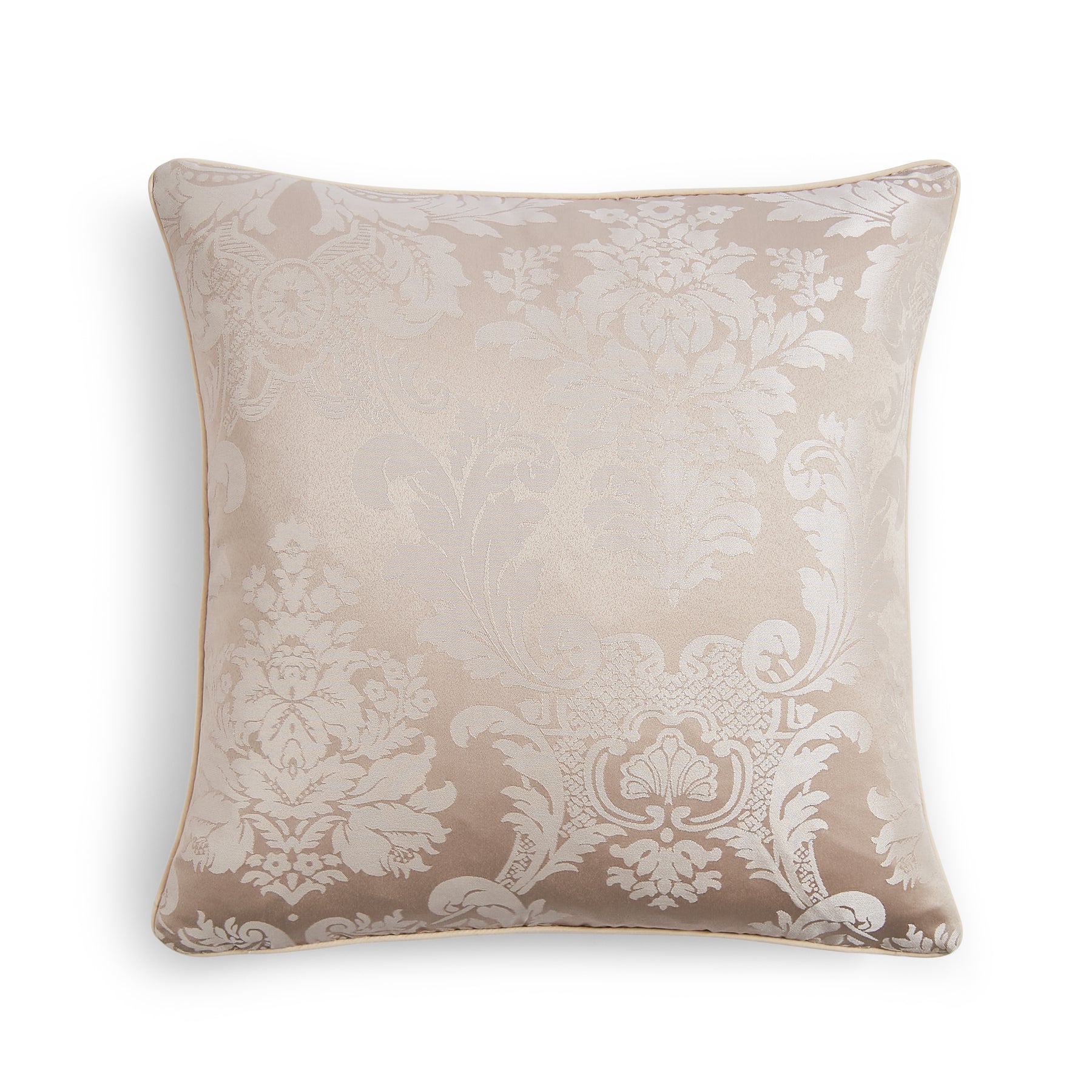 Catherine Lansfield Damask Jacquard Filled Cushion 43cm x 43cm Champagne
