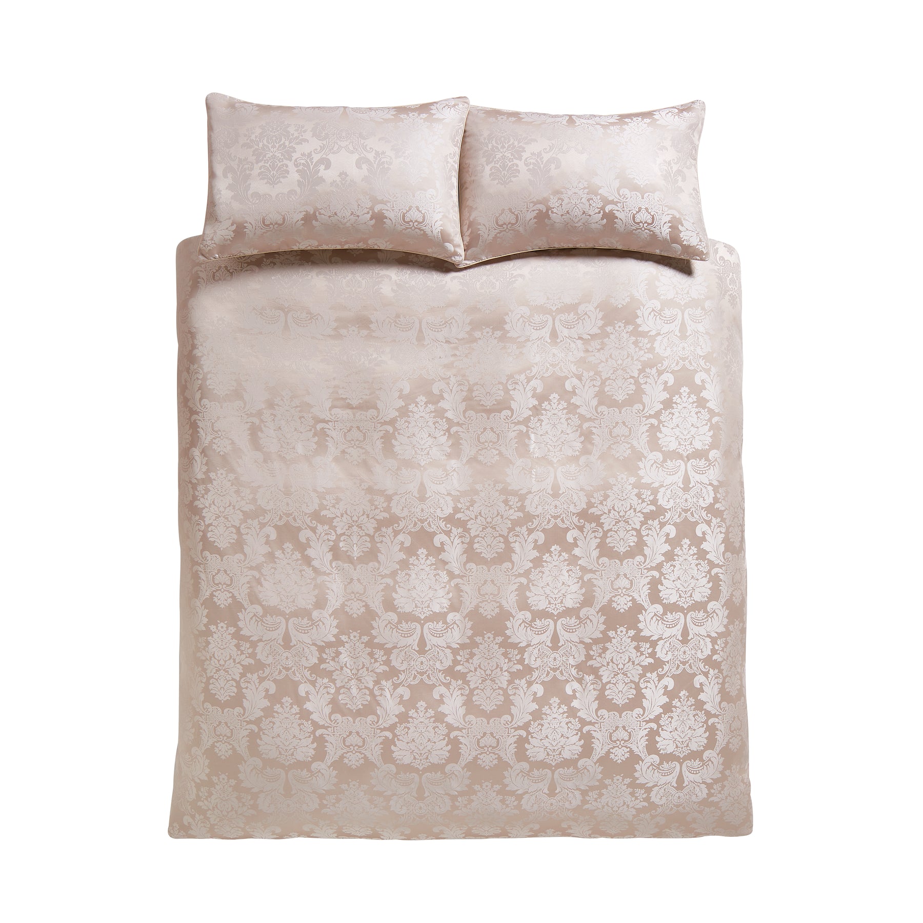 Catherine Lansfield Damask Jacquard Duvet Cover Bedding Set Champagne