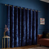 Catherine Lansfield Crushed Velvet Ready Made Eyelet Curtains Navy
