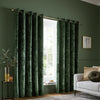 Catherine Lansfield Crushed Velvet Ready Made Eyelet Curtains Olive