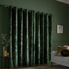 Catherine Lansfield Crushed Velvet Ready Made Eyelet Curtains Olive