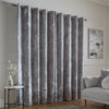 Catherine Lansfield Crushed Velvet Ready Made Eyelet Curtains Silver