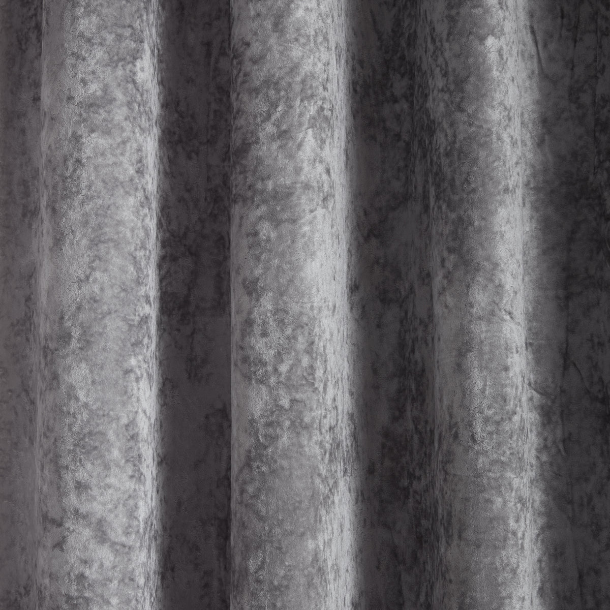 Catherine Lansfield Crushed Velvet Ready Made Eyelet Curtains Silver