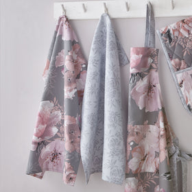 Catherine Lansfield Dramatic Floral Two x Tea Towels Grey
