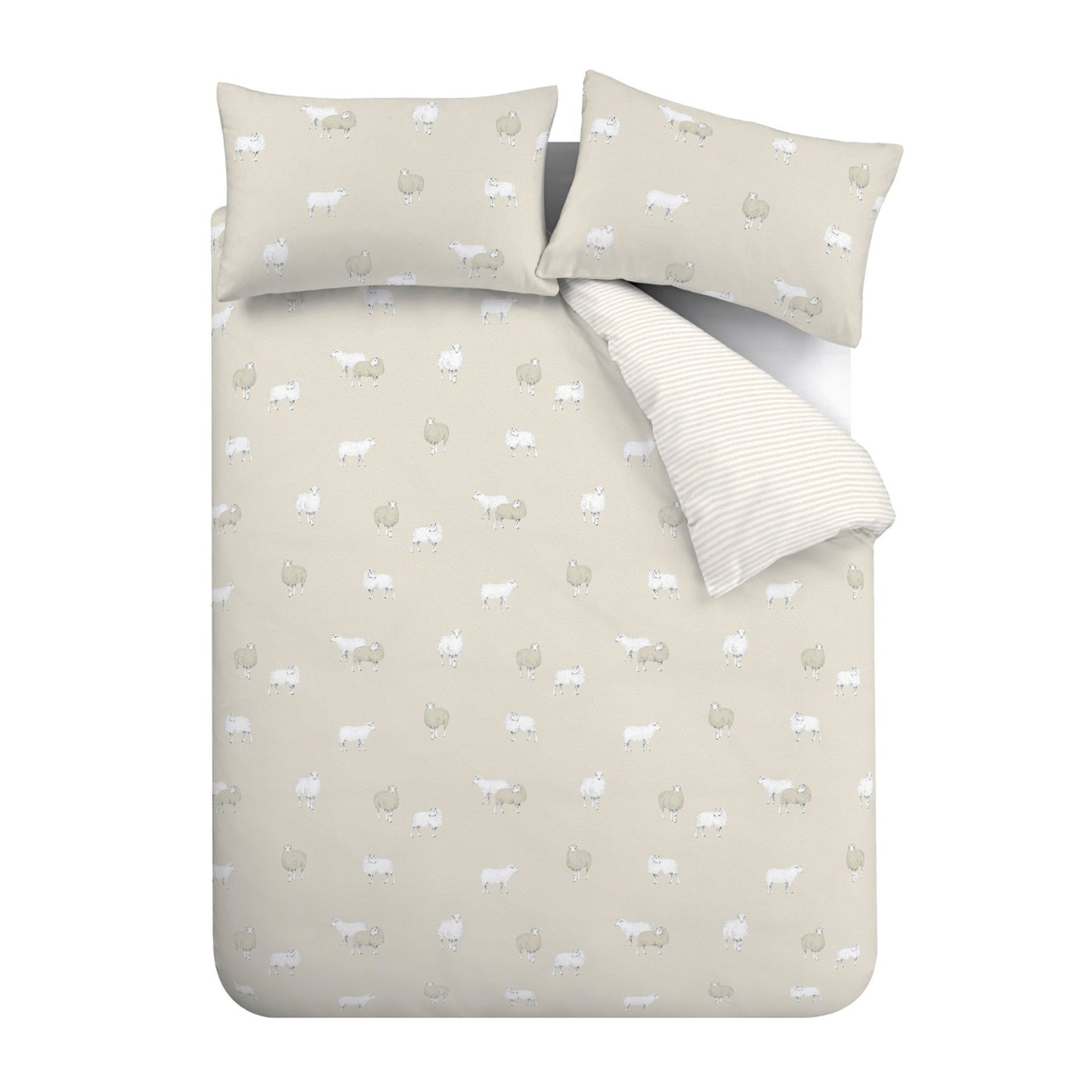 Catherine Lansfield Brushed Sheep Duvet Cover Bedding Set Natural