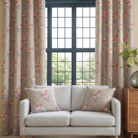 Penelope Ready Made Eyelet Curtains Coral 66 x 72
