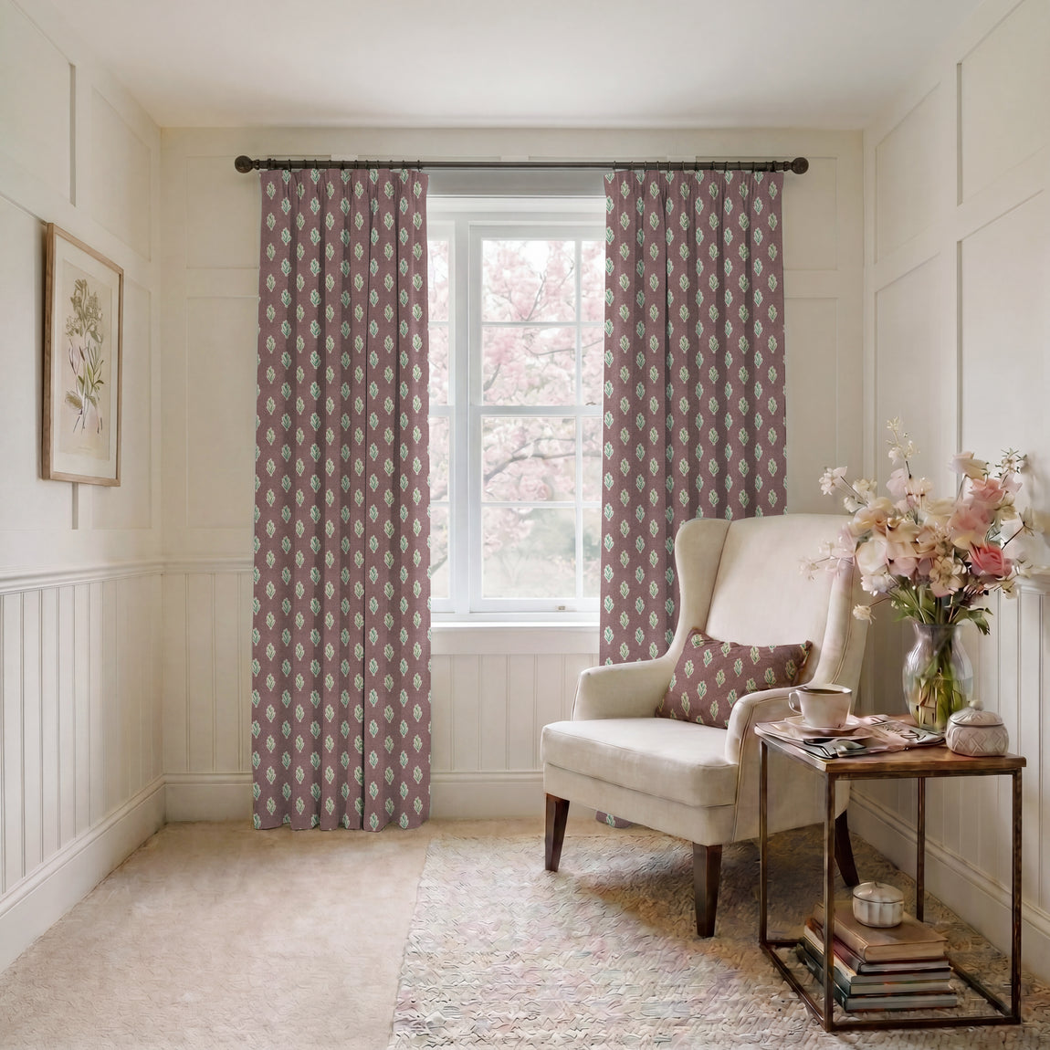 ANTE DECOR Hidcote Made To Measure Curtains Dark Mauve