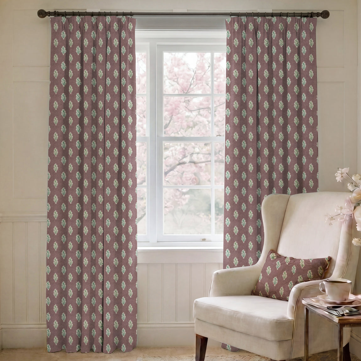 ANTE DECOR Hidcote Made To Measure Curtains Dark Mauve