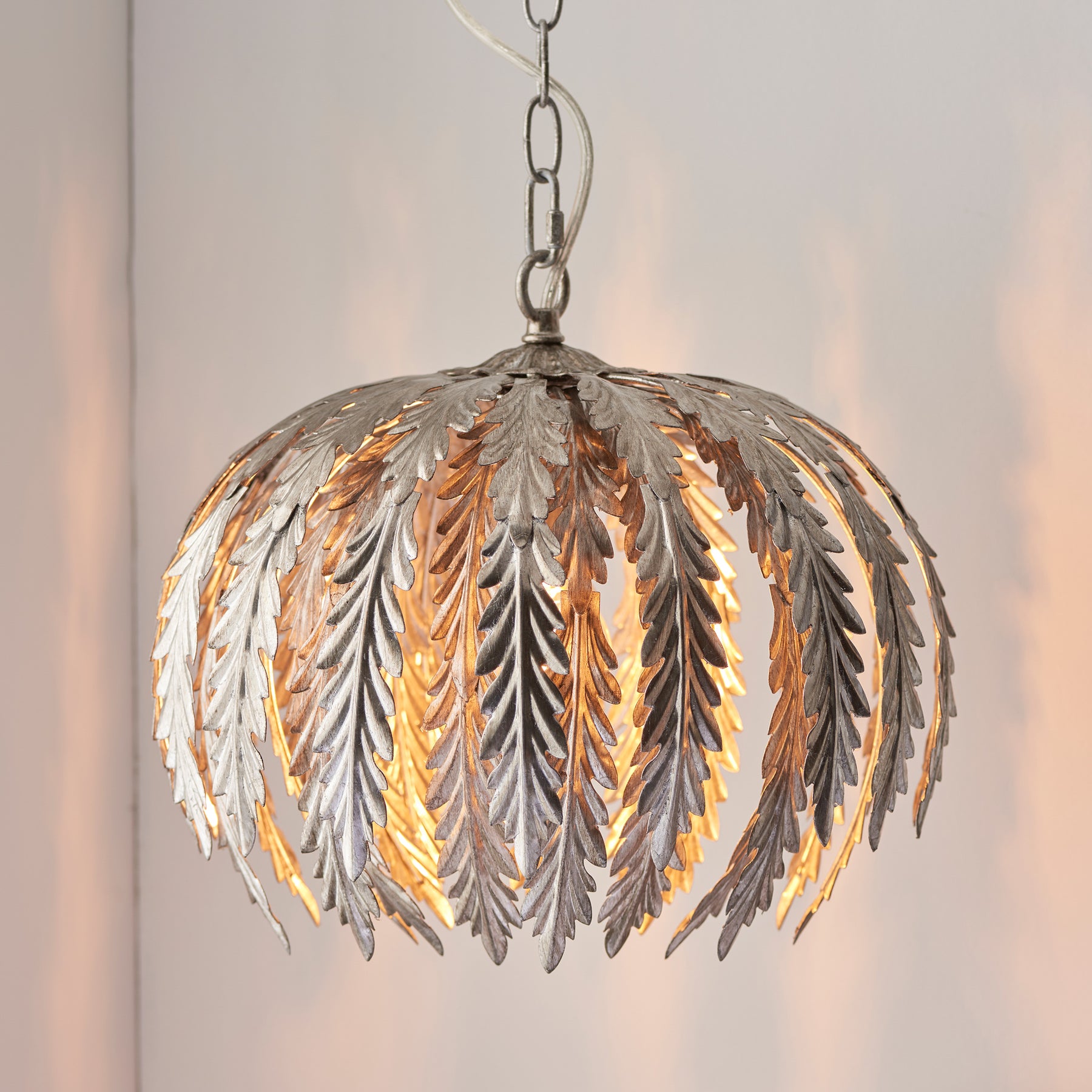 Delphine Pendant Light Silver Leaf