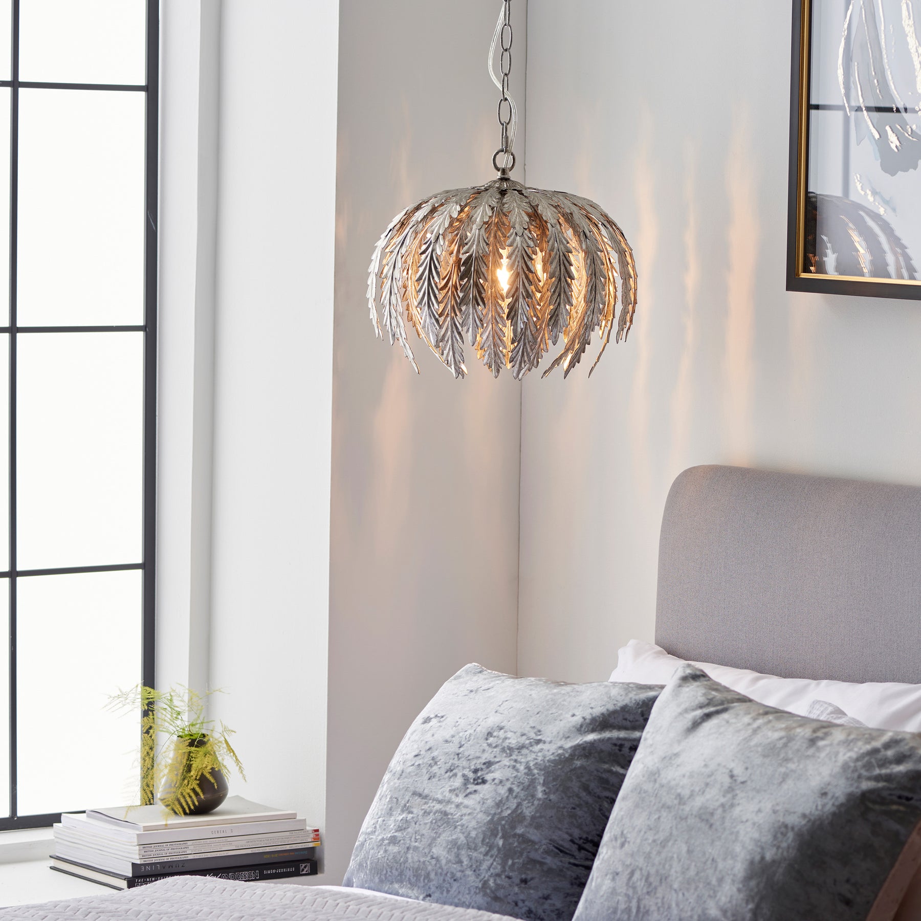 Delphine Pendant Light Silver Leaf