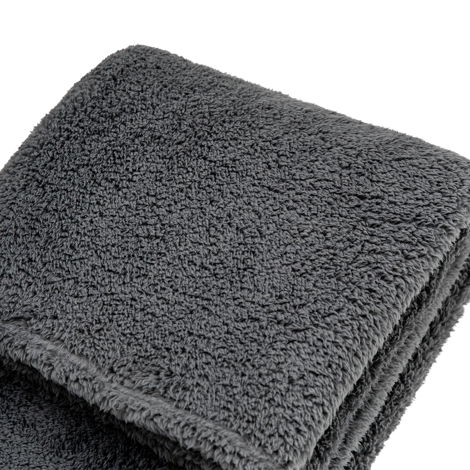 Teddy 130cm x 180cm Fleece Throw Charcoal