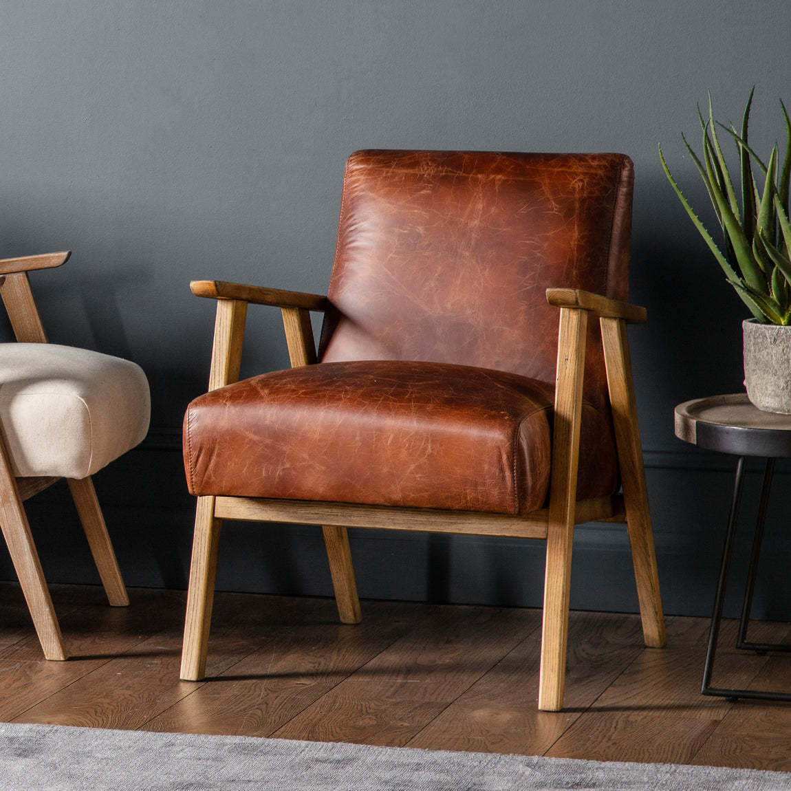 Neyland Arm Chair Vintage Brown Leather