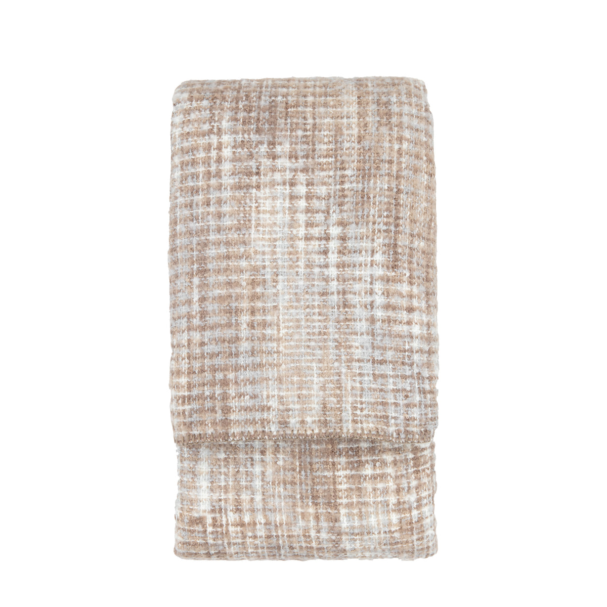 Woven Faux Mohair 130cm x 160cm Reversible Sherpa Throw Natural