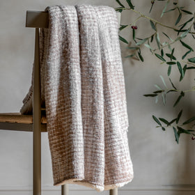 Woven Faux Mohair 130cm x 160cm Reversible Sherpa Throw Natural