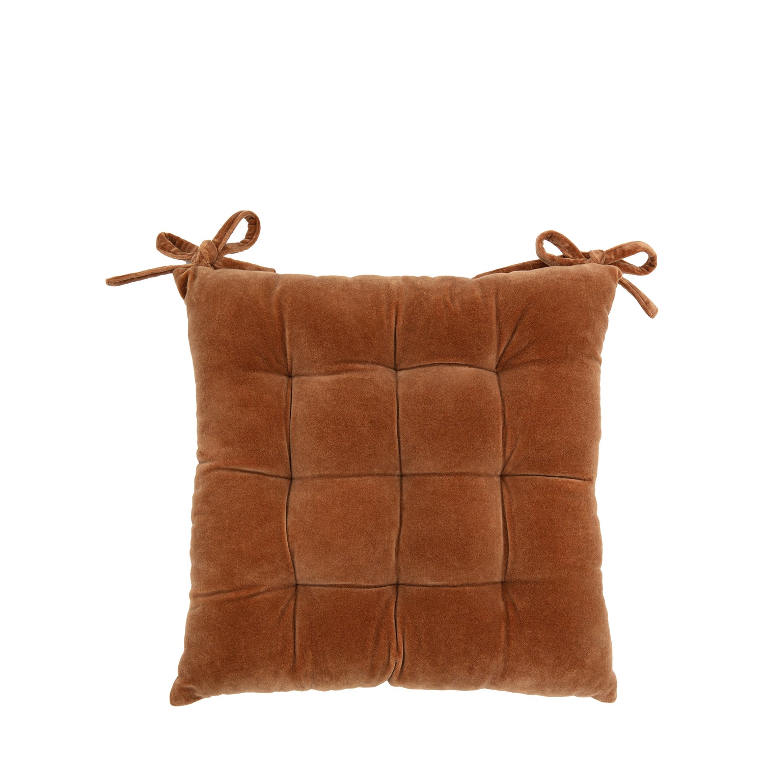 Cotton 43cm x 43cm Velvet Seatpad Tan