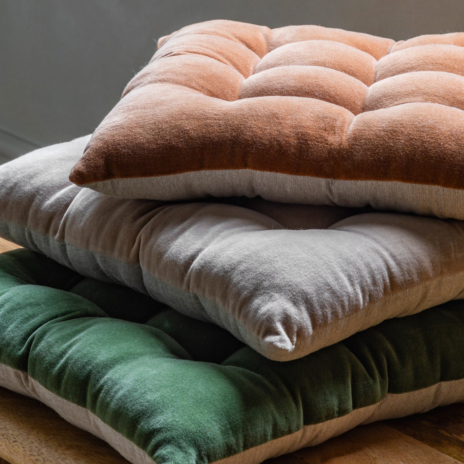 Cotton 43cm x 43cm Velvet Seatpad Tan