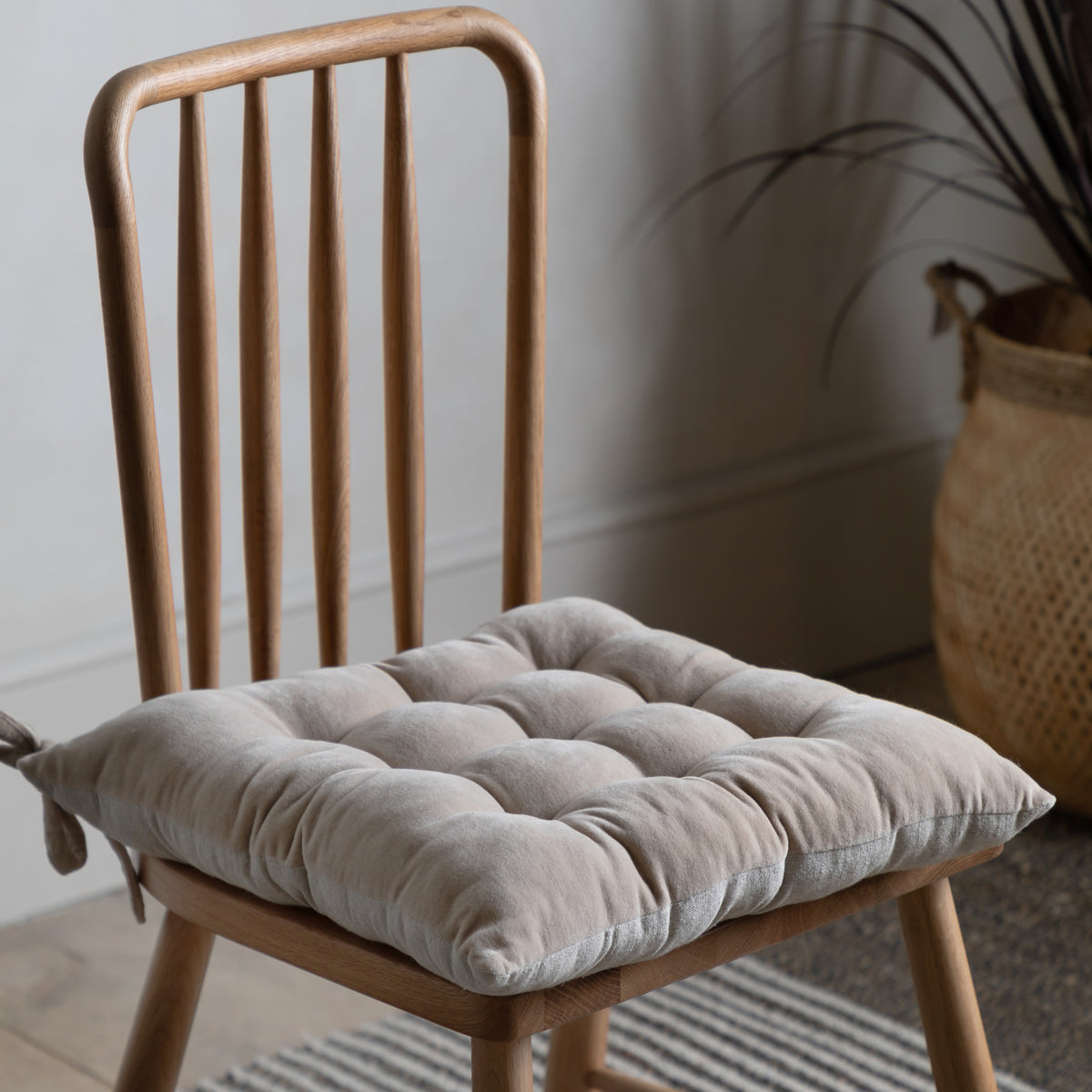 Cotton 43cm x 43cm Velvet Seatpad Natural