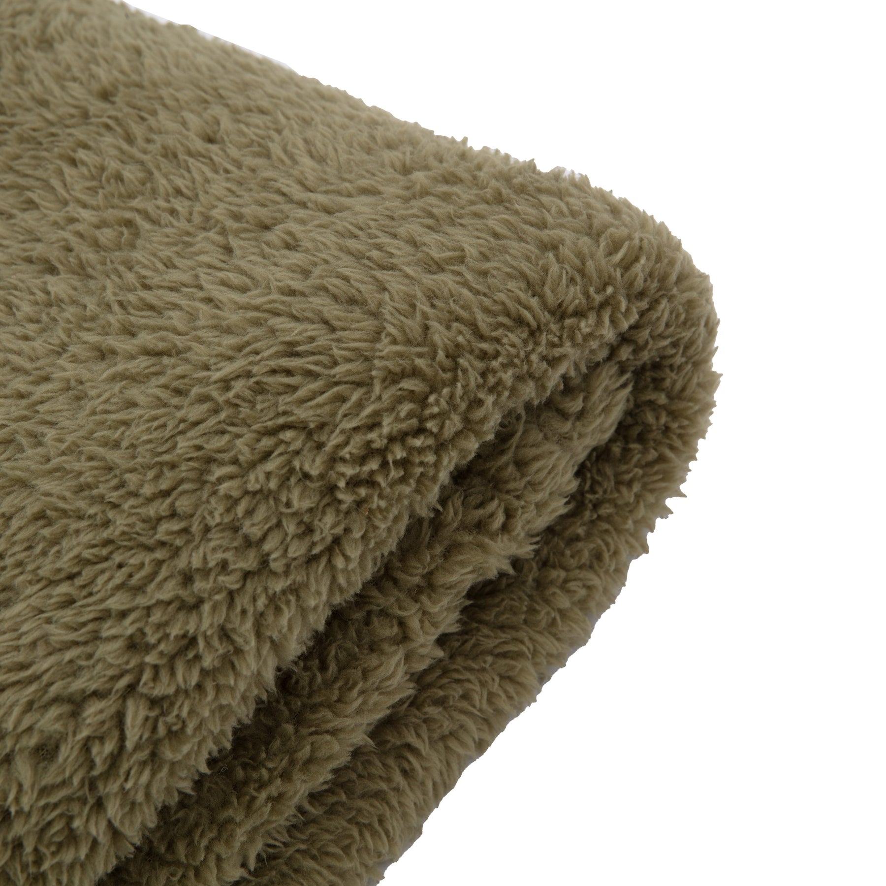 Teddy 130cm x 180cm Fleece Throw Olive