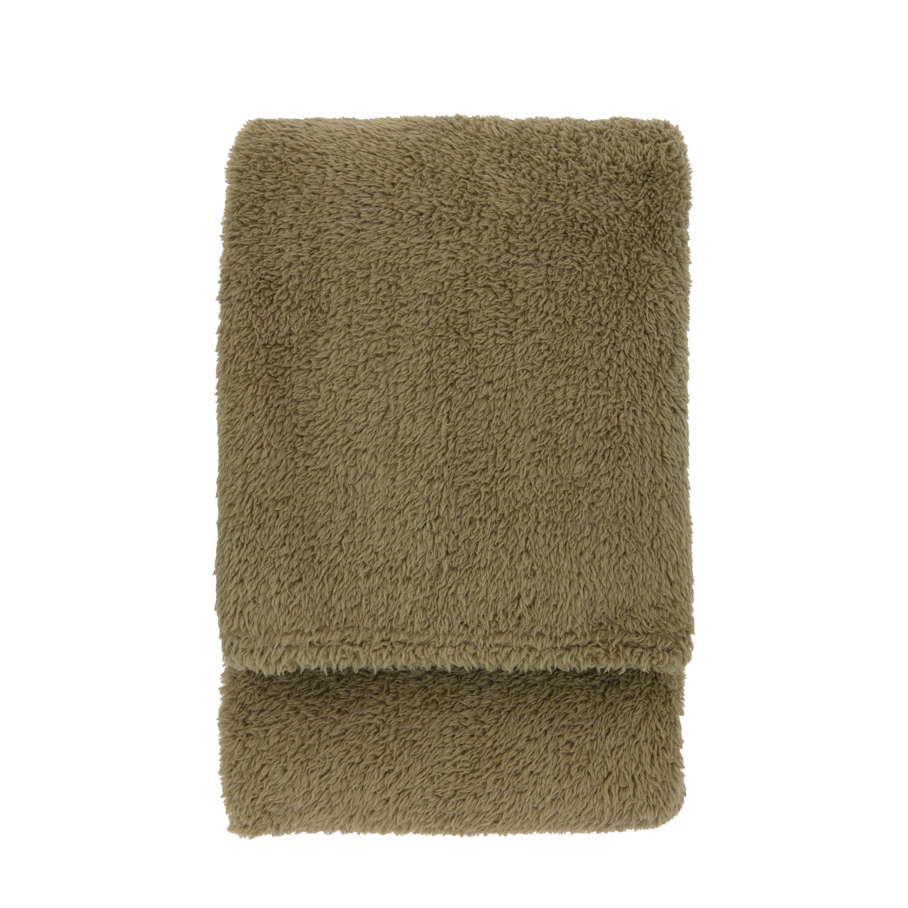 Teddy 130cm x 180cm Fleece Throw Olive