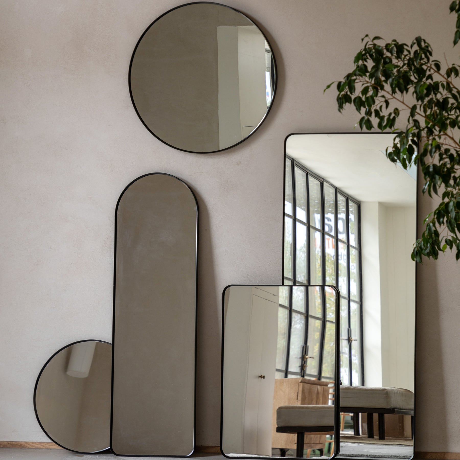 Holworth 70cm x170cm Leaner Mirror Black