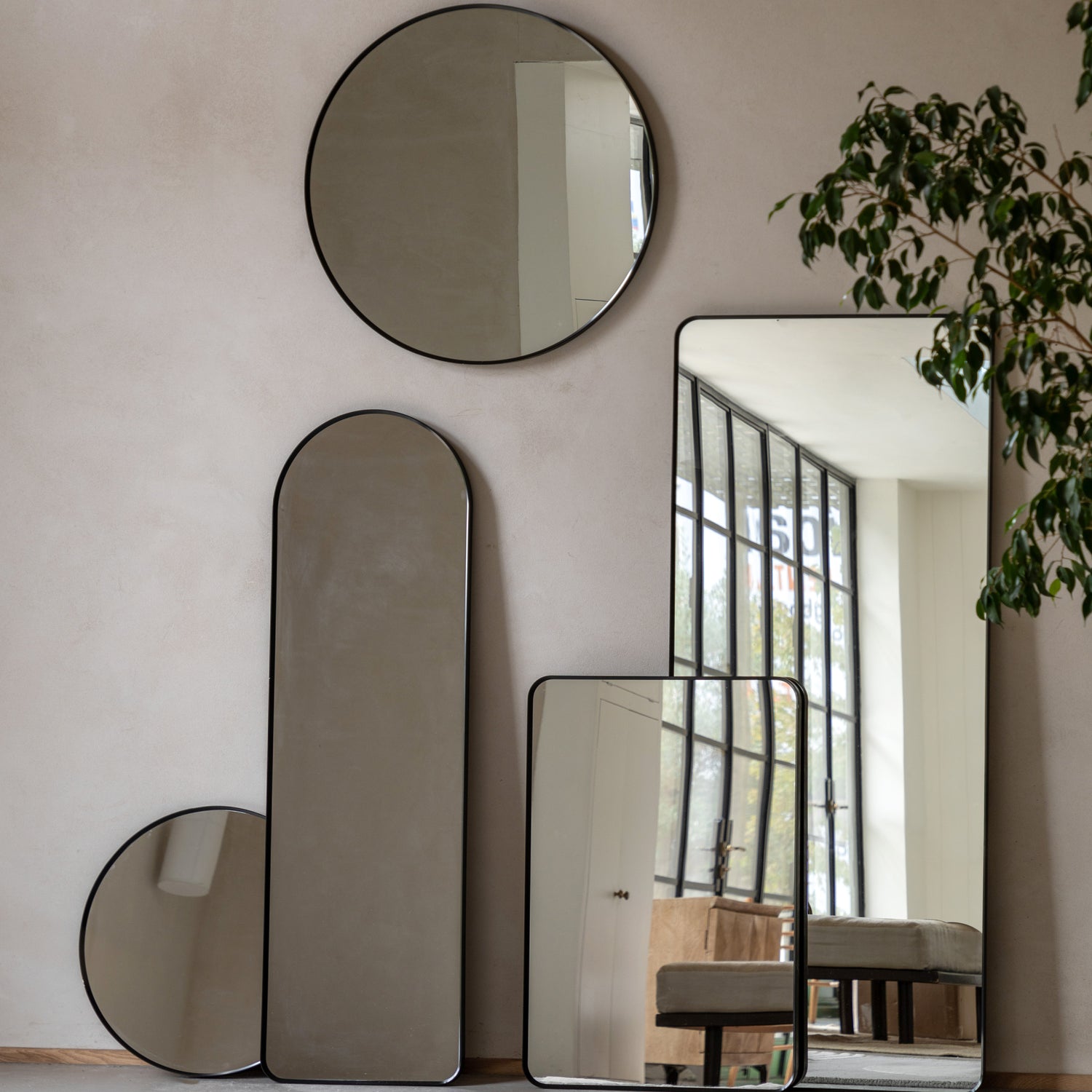Holworth 45cm x 150cm Arch Mirror Black