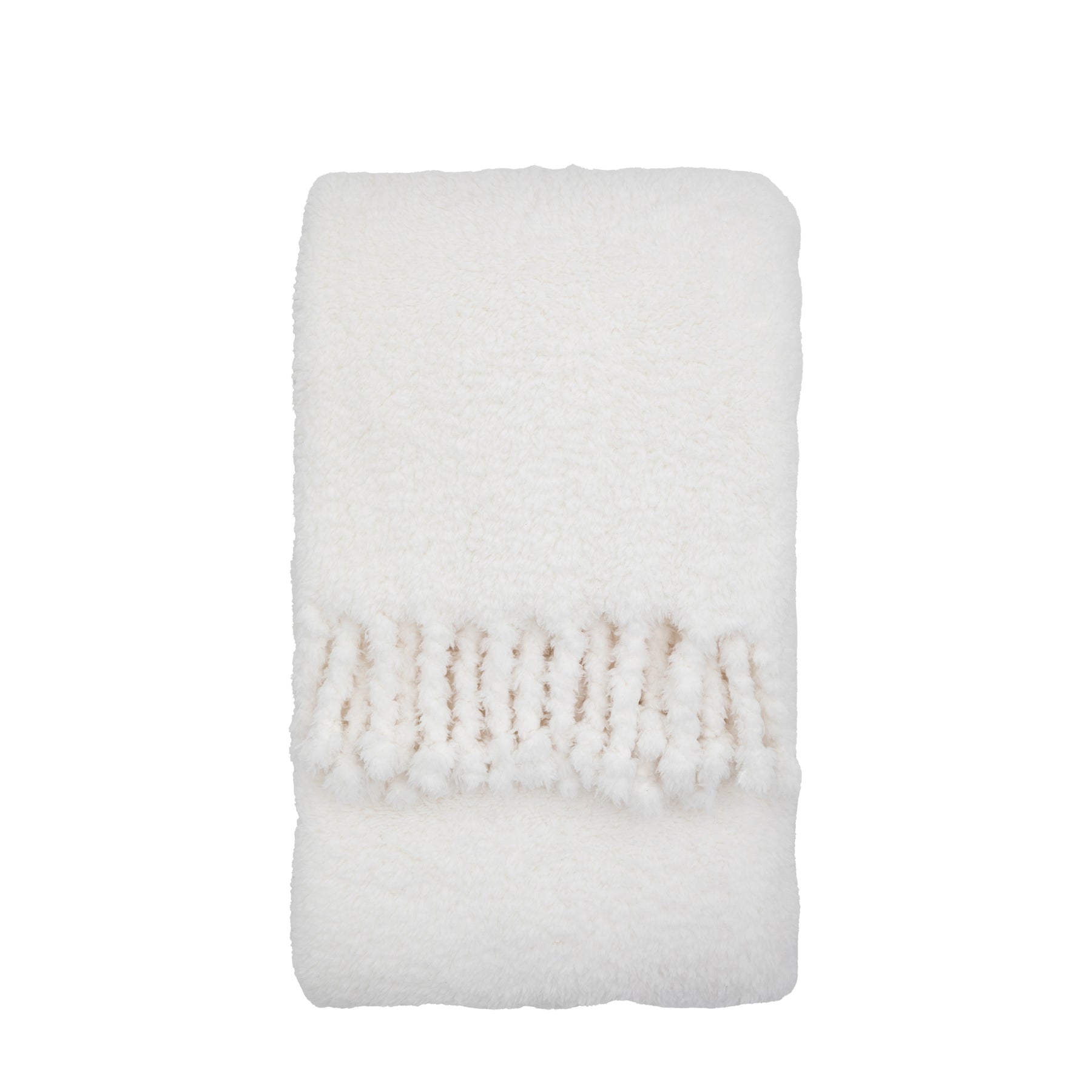 Plain 130cm x 170cm Fringe Teddy Throw Natural