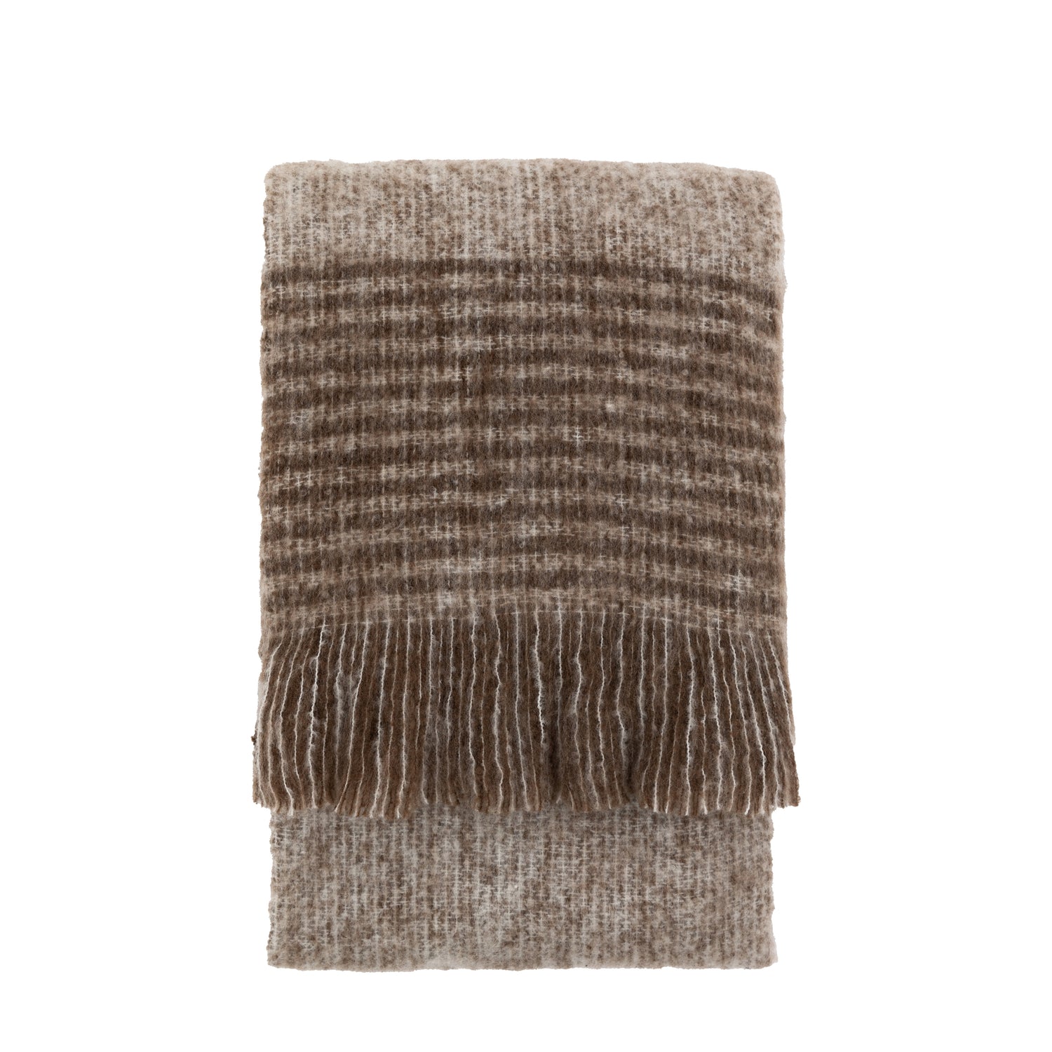 Mohair 130cm x 170cm Fringe Throw Brown Natural