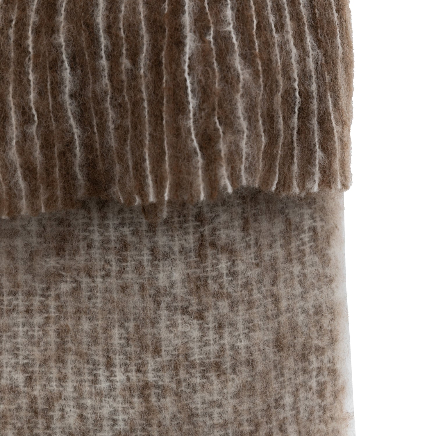 Mohair 130cm x 170cm Fringe Throw Brown Natural