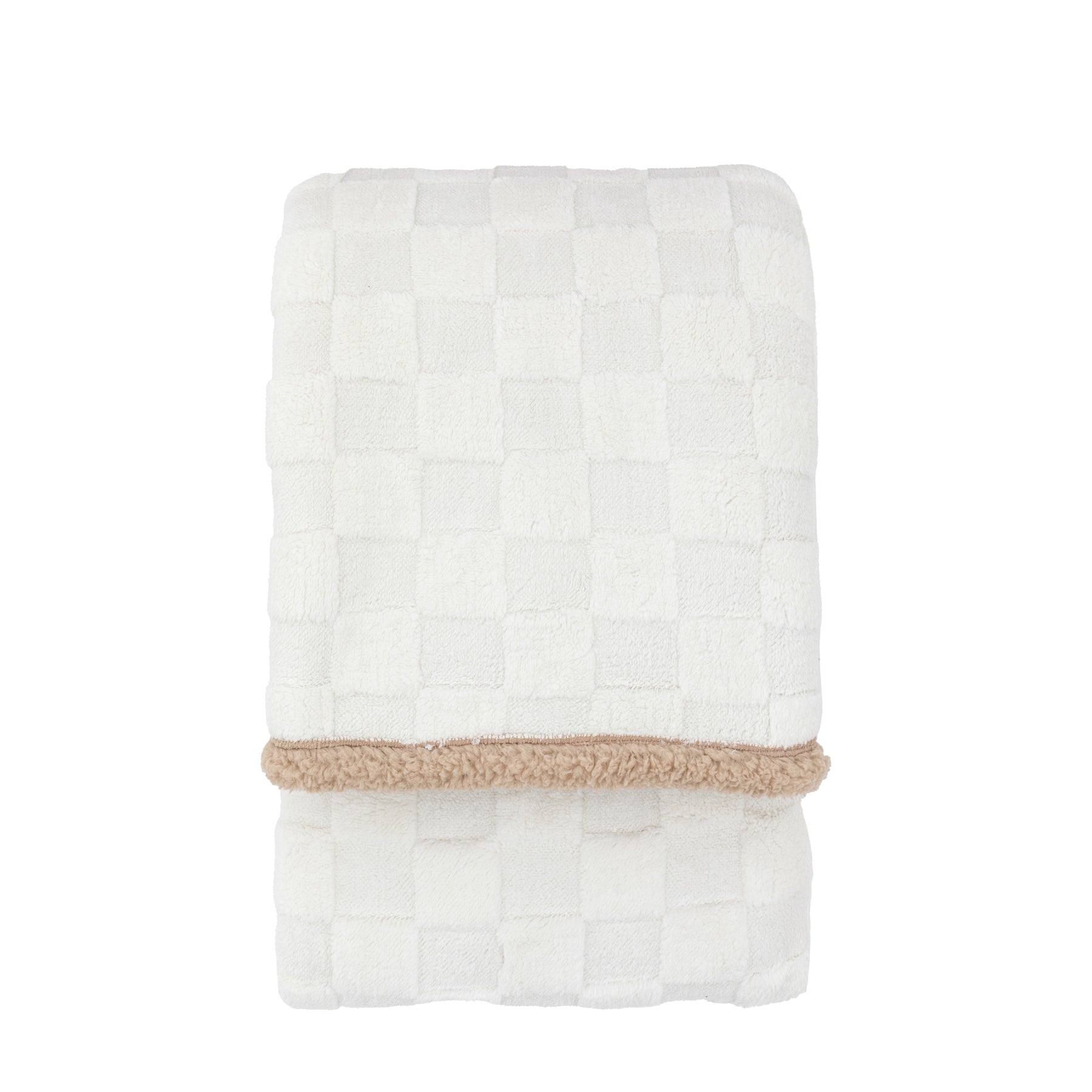 Oakley 140cm x 180cm Checked Sherpa Throw Cream