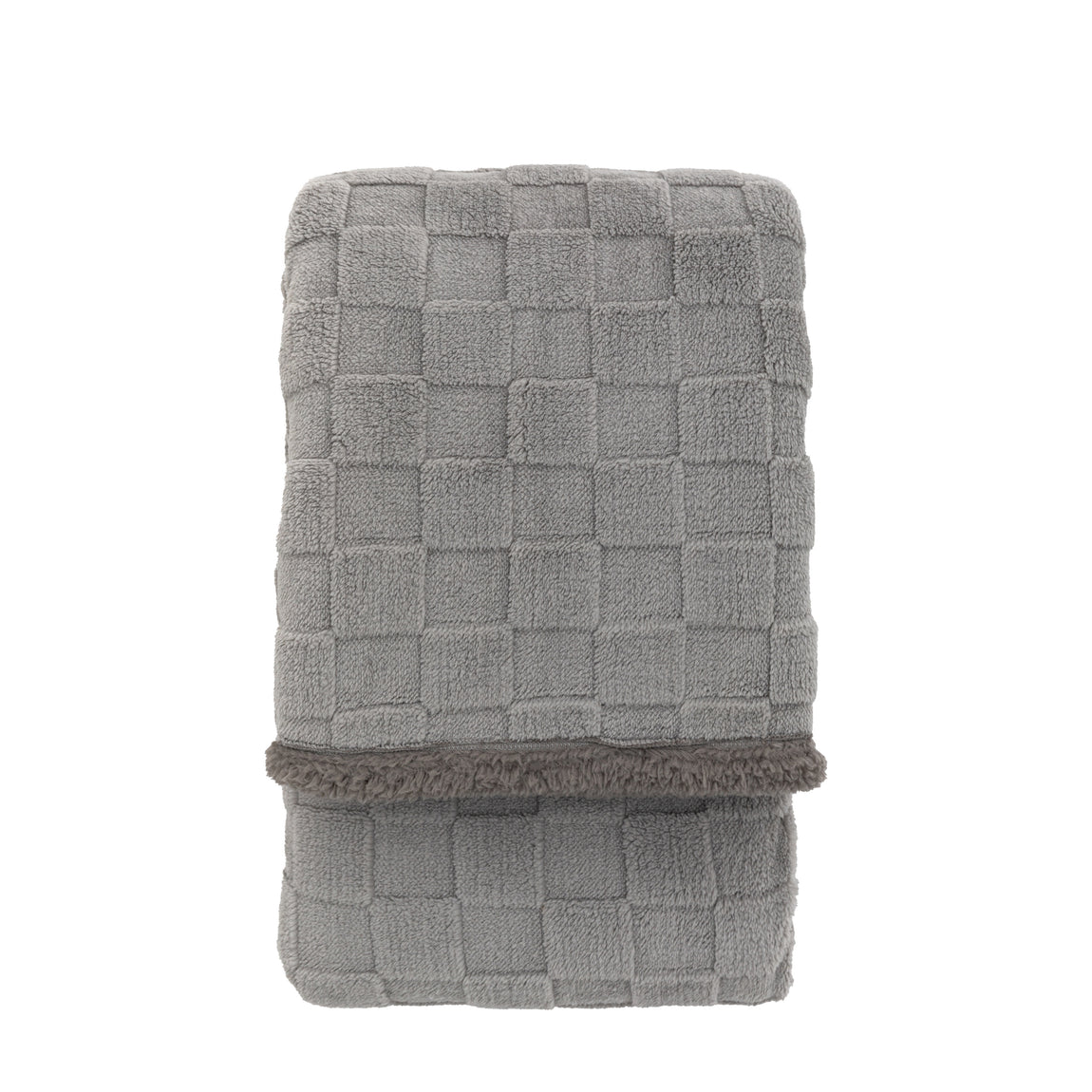Oakley 140cm x 180cm Checked Sherpa Throw Taupe