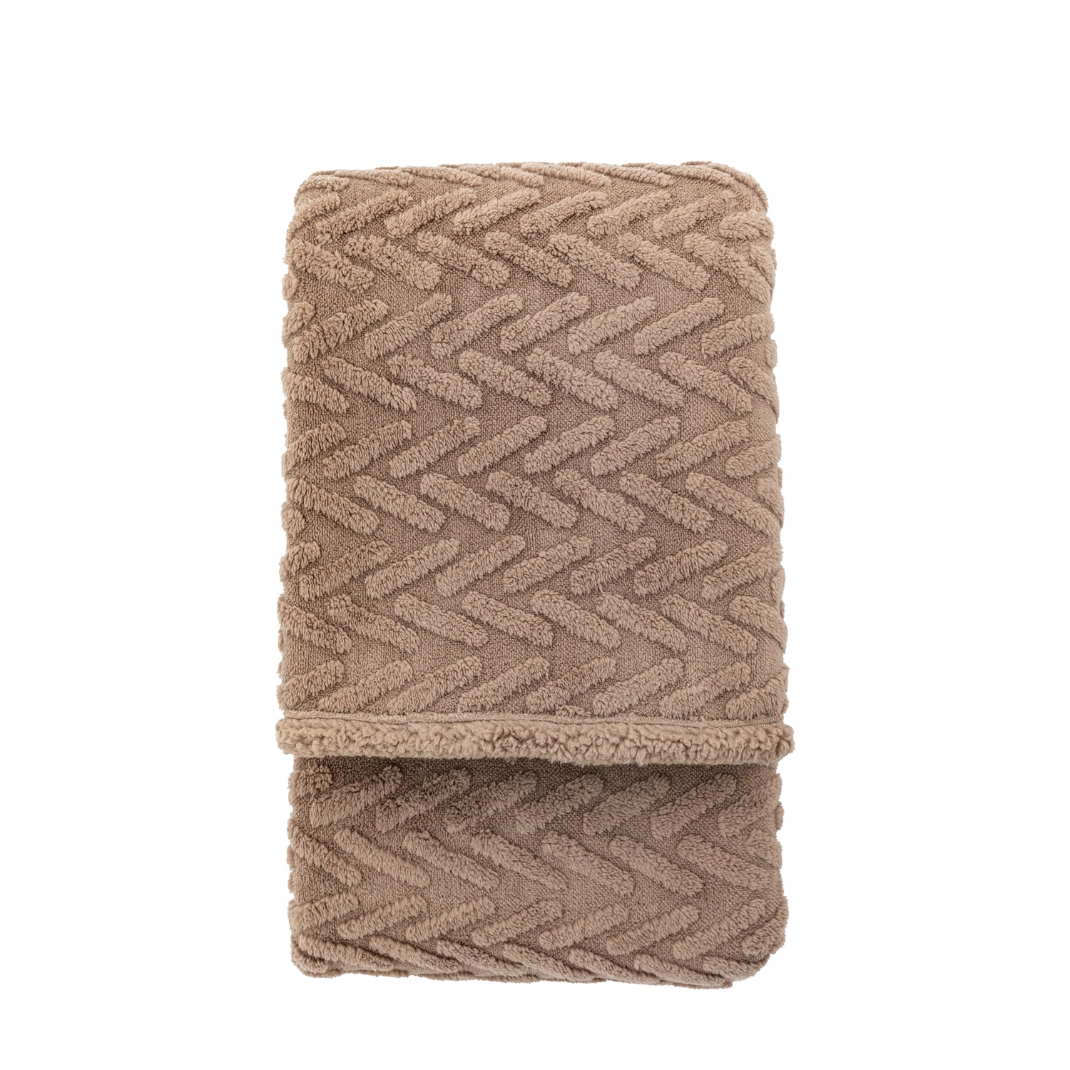 Herringbone 140cm x 180cm Sherpa Throw Taupe
