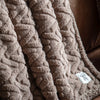 Herringbone 140cm x 180cm Sherpa Throw Taupe