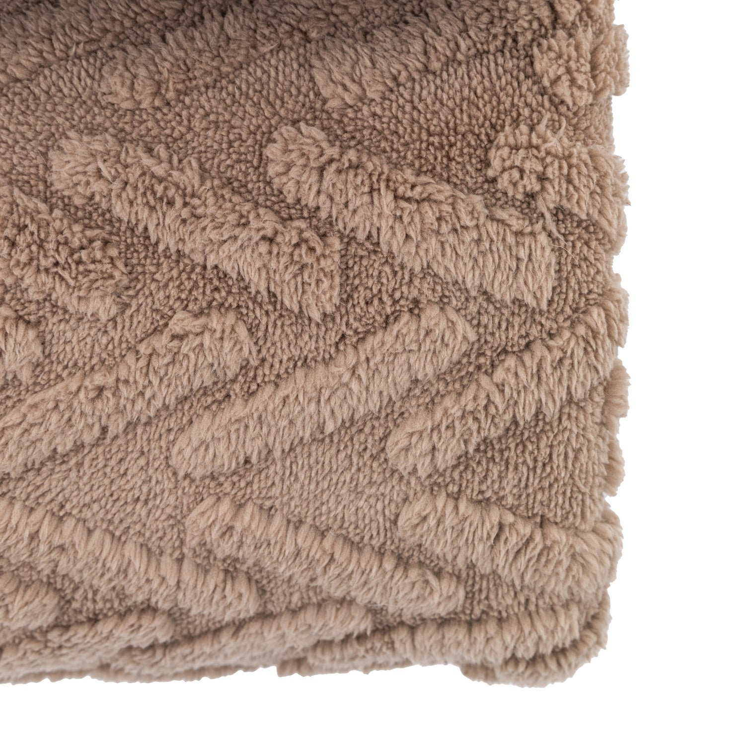Herringbone 140cm x 180cm Sherpa Throw Taupe