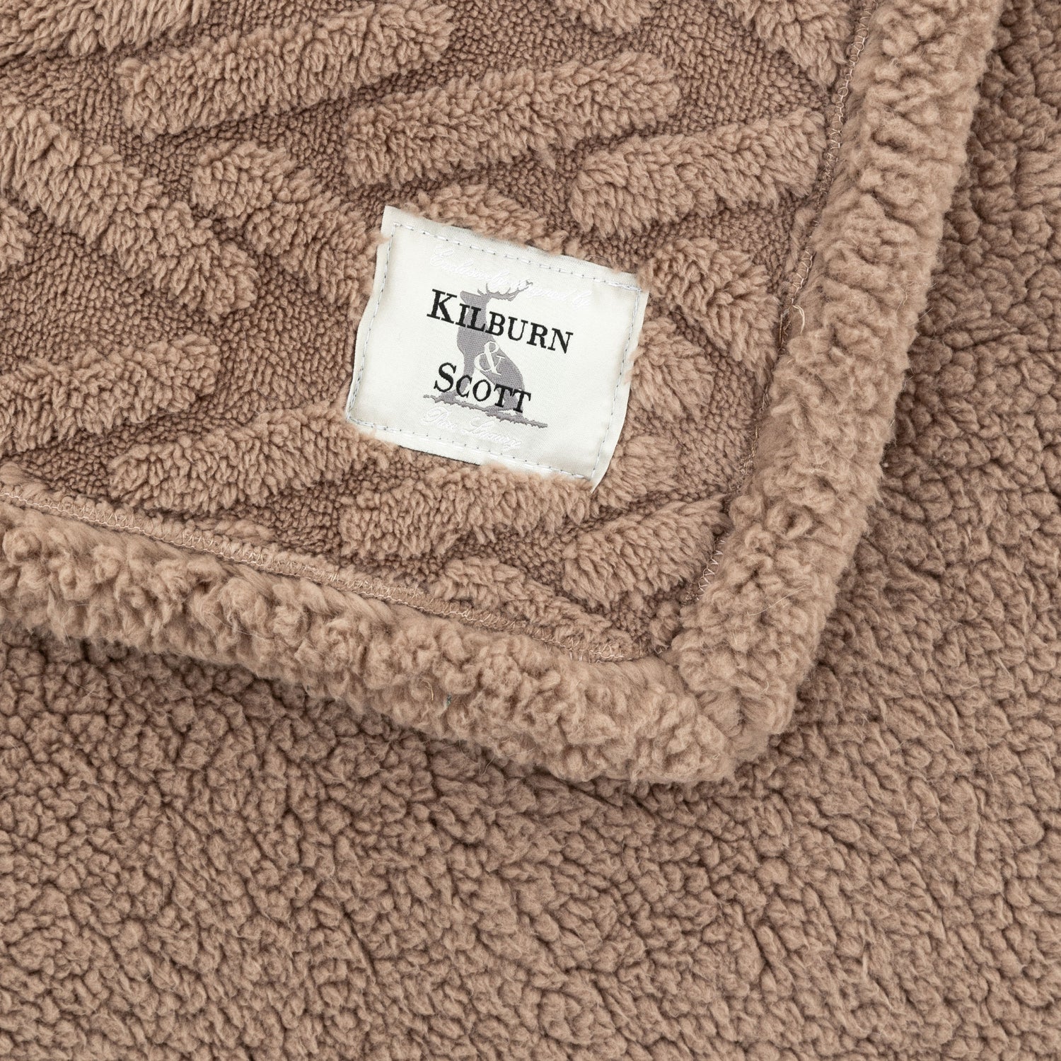 Herringbone 140cm x 180cm Sherpa Throw Taupe