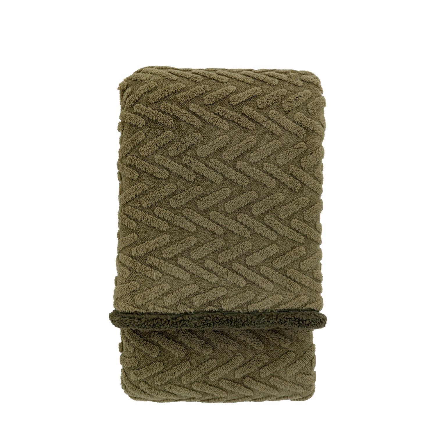 Herringbone 140cm x 180cm Sherpa Throw Sage