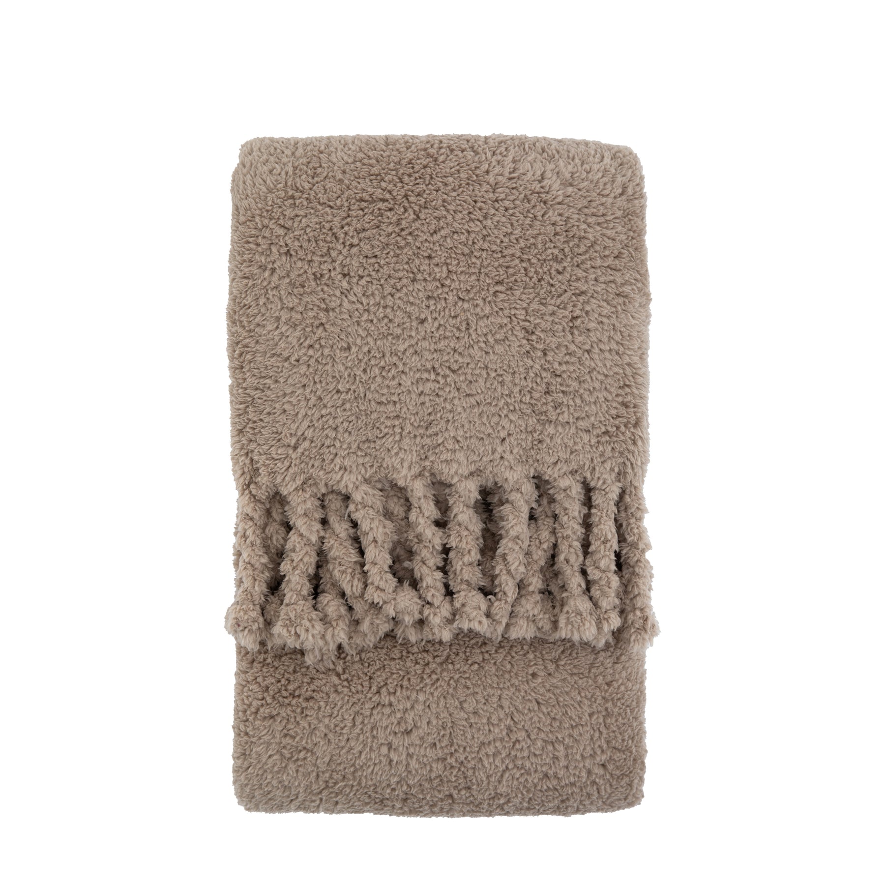Fringed 130cm x 170cm Teddy Throw Taupe