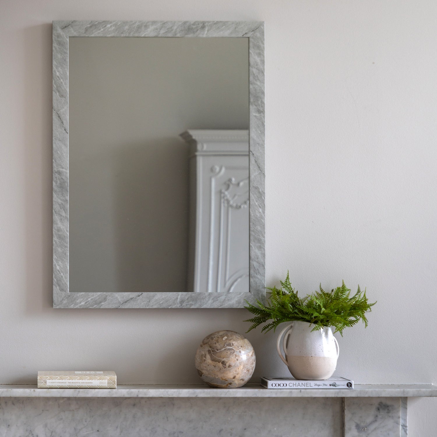 Romano 57cm x 77cm Rectangle Mirror Marbled White