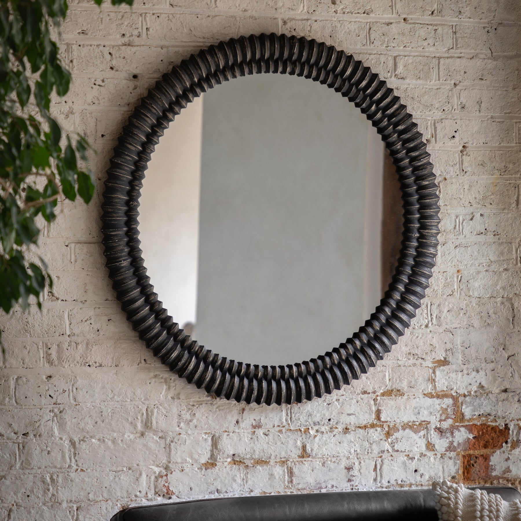 Pimlico 90cm x 90cm Round Mirror Black Wash