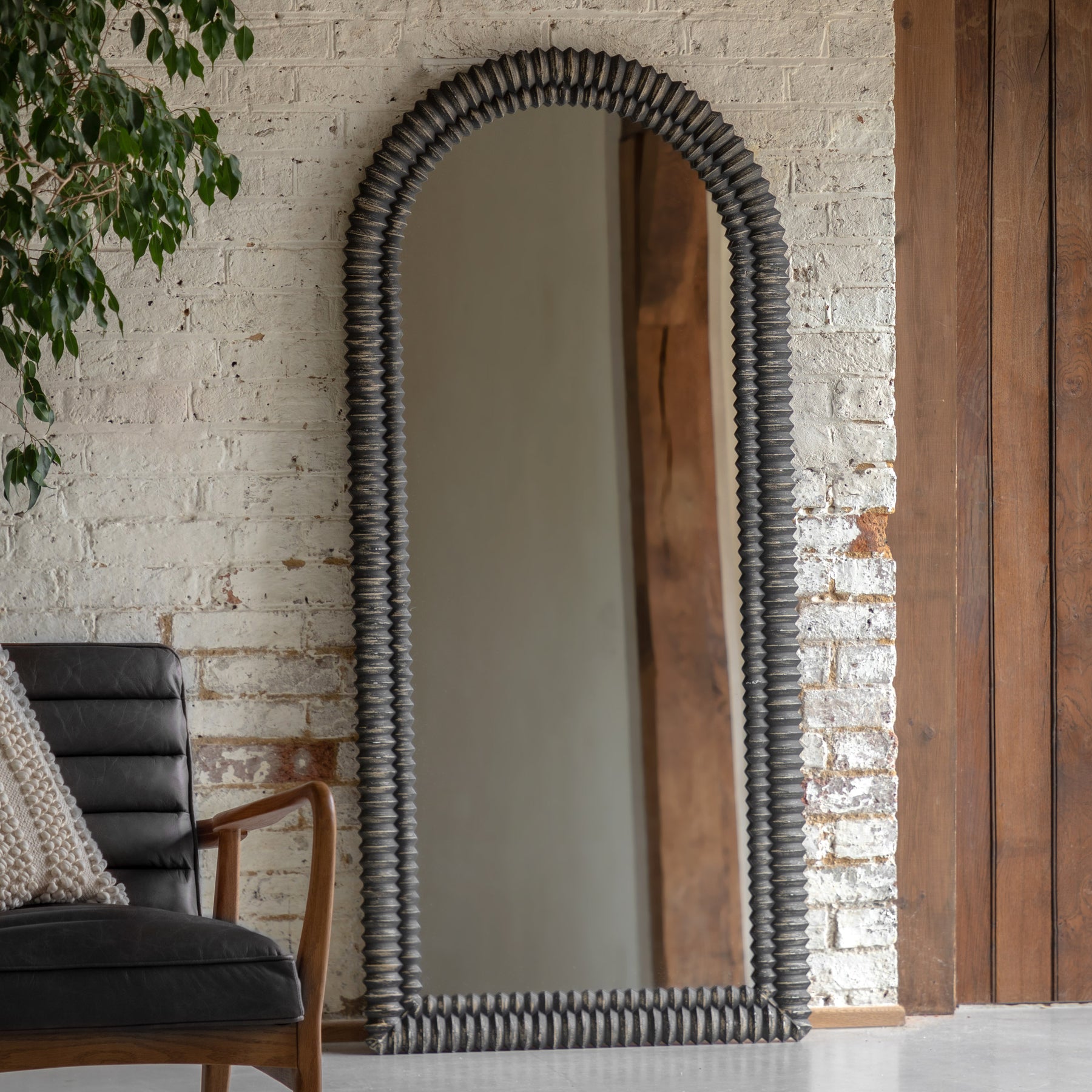 Pimlico 77cm x 170cm Arch Leaner Mirror Black Wash
